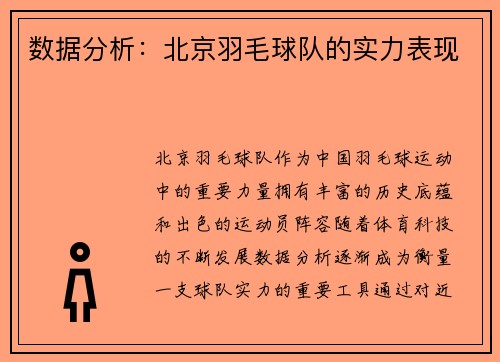 数据分析：北京羽毛球队的实力表现