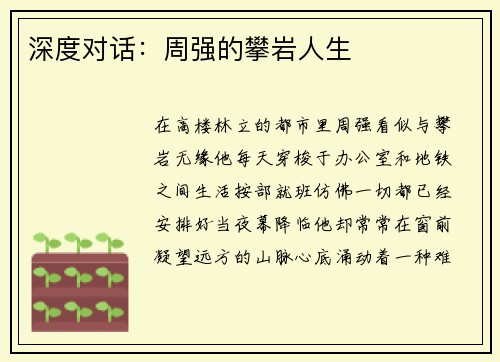深度对话：周强的攀岩人生